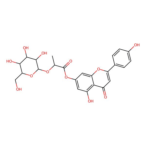 2D Structure of [5-hydroxy-2-(4-hydroxyphenyl)-4-oxochromen-7-yl] 2-[(2R,3S,4R,5R)-3,4,5-trihydroxy-6-(hydroxymethyl)oxan-2-yl]oxypropanoate