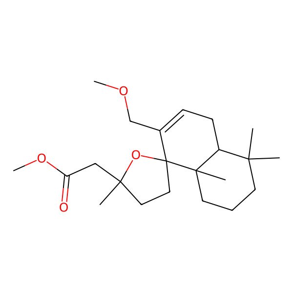 2D Structure of methyl 2-[(2'R,4aR,8S,8aS)-7-(methoxymethyl)-2',4,4,8a-tetramethylspiro[2,3,4a,5-tetrahydro-1H-naphthalene-8,5'-oxolane]-2'-yl]acetate