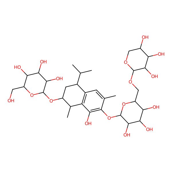 2D Structure of 2-[[8-Hydroxy-1,6-dimethyl-4-propan-2-yl-7-[3,4,5-trihydroxy-6-[(3,4,5-trihydroxyoxan-2-yl)oxymethyl]oxan-2-yl]oxy-1,2,3,4-tetrahydronaphthalen-2-yl]oxy]-6-(hydroxymethyl)oxane-3,4,5-triol