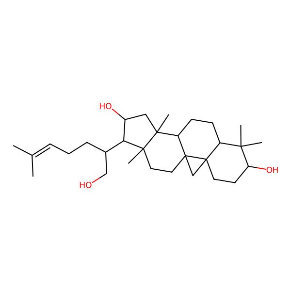2D Structure of (1S,3R,6S,8R,11S,12S,14S,15R,16R)-15-[(2R)-1-hydroxy-6-methylhept-5-en-2-yl]-7,7,12,16-tetramethylpentacyclo[9.7.0.01,3.03,8.012,16]octadecane-6,14-diol