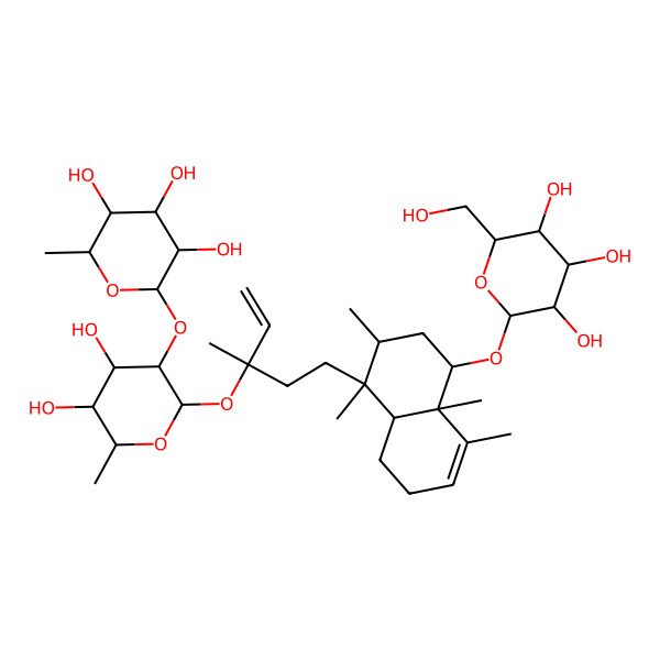 2D Structure of (2S,3R,4S,5R,6R)-2-[(2S,3R,4R,5R,6S)-2-[(3S)-5-[(1S,2R,4S,4aR,8aR)-1,2,4a,5-tetramethyl-4-[(2R,3R,4S,5S,6R)-3,4,5-trihydroxy-6-(hydroxymethyl)oxan-2-yl]oxy-2,3,4,7,8,8a-hexahydronaphthalen-1-yl]-3-methylpent-1-en-3-yl]oxy-4,5-dihydroxy-6-methyloxan-3-yl]oxy-6-methyloxane-3,4,5-triol