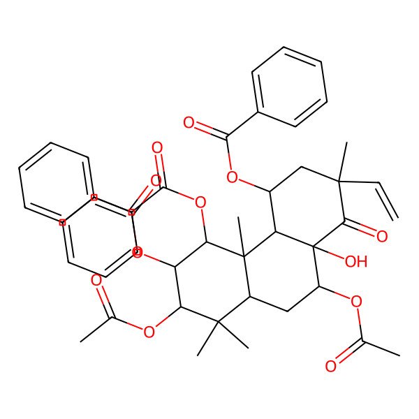 2D Structure of [(2R,4R,4aS,4bS,5R,6S,7S,8aS,10R,10aR)-7,10-diacetyloxy-5,6-dibenzoyloxy-2-ethenyl-10a-hydroxy-2,4b,8,8-tetramethyl-1-oxo-4,4a,5,6,7,8a,9,10-octahydro-3H-phenanthren-4-yl] benzoate
