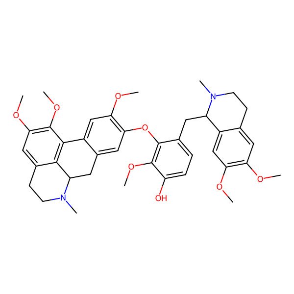 2D Structure of 4-[(6,7-dimethoxy-2-methyl-3,4-dihydro-1H-isoquinolin-1-yl)methyl]-2-methoxy-3-[(1,2,10-trimethoxy-6-methyl-5,6,6a,7-tetrahydro-4H-dibenzo[de,g]quinolin-9-yl)oxy]phenol