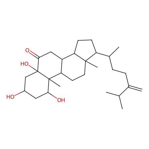 2D Structure of 1,3,5-trihydroxy-10,13-dimethyl-17-(6-methyl-5-methylideneheptan-2-yl)-2,3,4,7,8,9,11,12,14,15,16,17-dodecahydro-1H-cyclopenta[a]phenanthren-6-one