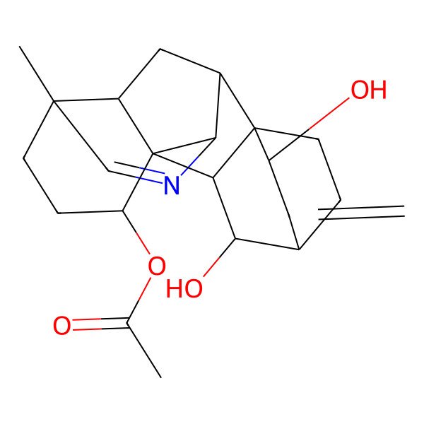 2D Structure of [(1R,2S,5R,8R,9R,10S,11R,13R,14S,15R,16R)-11,14-dihydroxy-5-methyl-12-methylidene-7-azahexacyclo[7.6.2.210,13.01,8.05,16.010,15]nonadec-6-en-2-yl] acetate