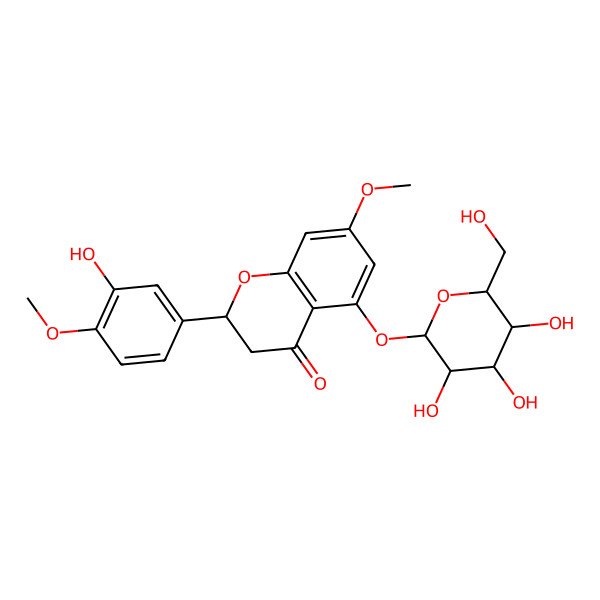2D Structure of (2S)-2-(3-hydroxy-4-methoxyphenyl)-7-methoxy-5-[(2S,3R,4S,5S,6S)-3,4,5-trihydroxy-6-(hydroxymethyl)oxan-2-yl]oxy-2,3-dihydrochromen-4-one