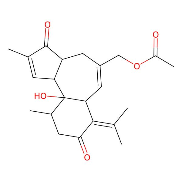2D Structure of (10a-Hydroxy-2,10-dimethyl-3,8-dioxo-7-propan-2-ylidene-3a,4,6a,9,10,10b-hexahydrobenzo[e]azulen-5-yl)methyl acetate