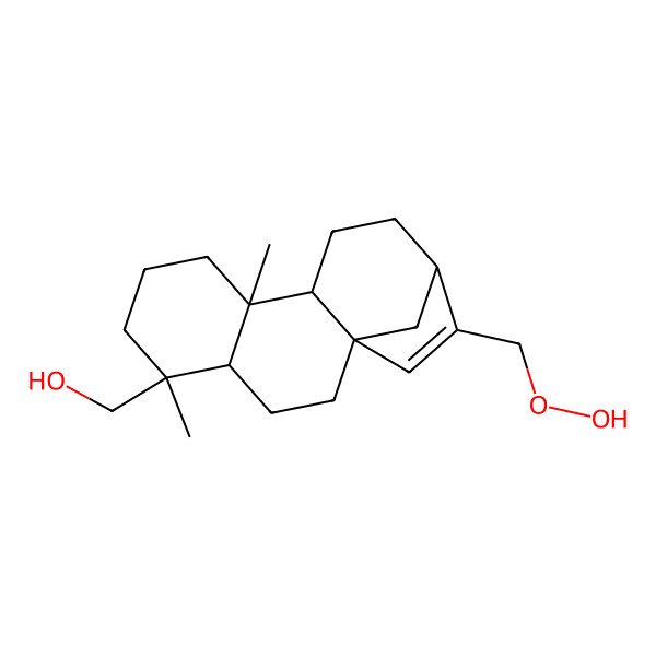 2D Structure of [(1S,4S,5R,9S,10S,13R)-14-(hydroperoxymethyl)-5,9-dimethyl-5-tetracyclo[11.2.1.01,10.04,9]hexadec-14-enyl]methanol