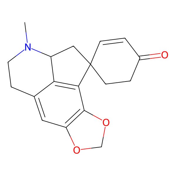 2D Structure of (12R,14S)-11-methylspiro[3,5-dioxa-11-azatetracyclo[6.6.1.02,6.012,15]pentadeca-1(15),2(6),7-triene-14,4'-cyclohex-2-ene]-1'-one