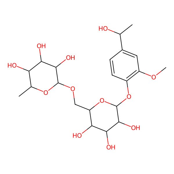 2D Structure of 2-Methyl-6-[[3,4,5-trihydroxy-6-[4-(1-hydroxyethyl)-2-methoxyphenoxy]oxan-2-yl]methoxy]oxane-3,4,5-triol