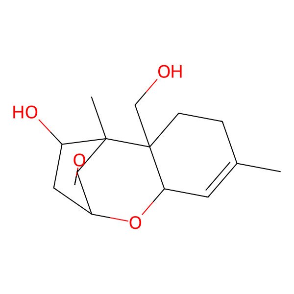 2D Structure of (2R,11R)-2-(hydroxymethyl)-1,5-dimethylspiro[8-oxatricyclo[7.2.1.02,7]dodec-5-ene-12,2'-oxirane]-11-ol