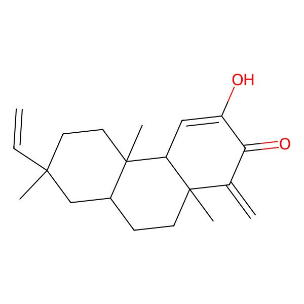 2D Structure of (4aR,4bS,7S,8aS,10aS)-7-ethenyl-3-hydroxy-4b,7,10a-trimethyl-1-methylidene-5,6,8,8a,9,10-hexahydro-4aH-phenanthren-2-one