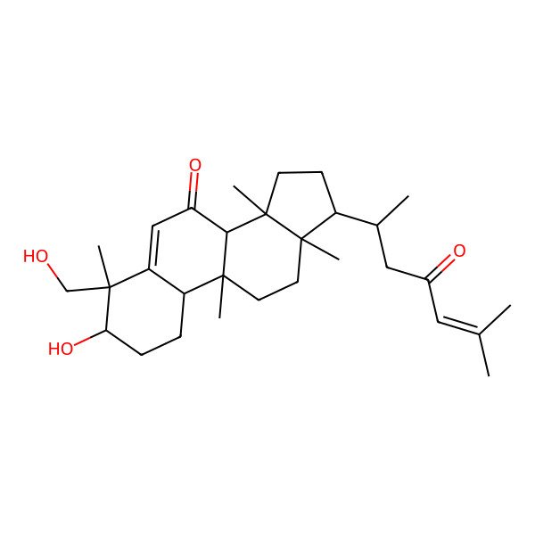 2D Structure of 3-Hydroxy-4-(hydroxymethyl)-4,9,13,14-tetramethyl-17-(6-methyl-4-oxohept-5-en-2-yl)-1,2,3,8,10,11,12,15,16,17-decahydrocyclopenta[a]phenanthren-7-one
