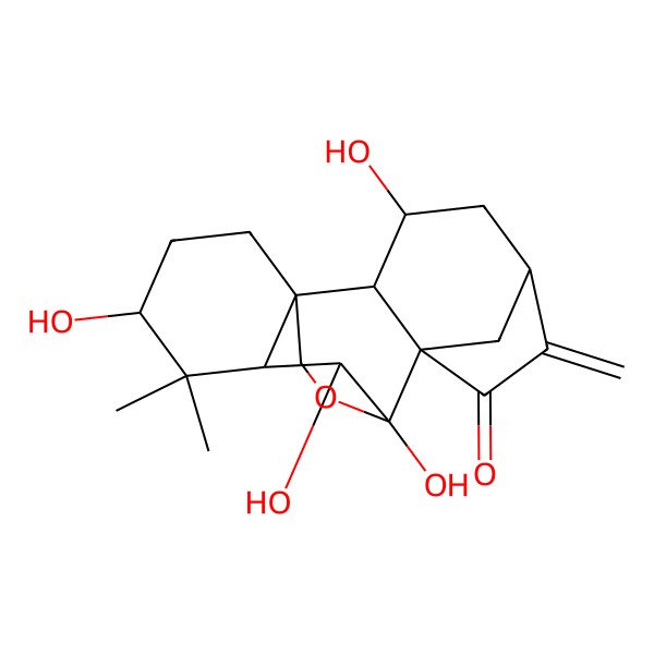 2D Structure of 3,9,10,13-Tetrahydroxy-12,12-dimethyl-6-methylidene-17-oxapentacyclo[7.6.2.15,8.01,11.02,8]octadecan-7-one