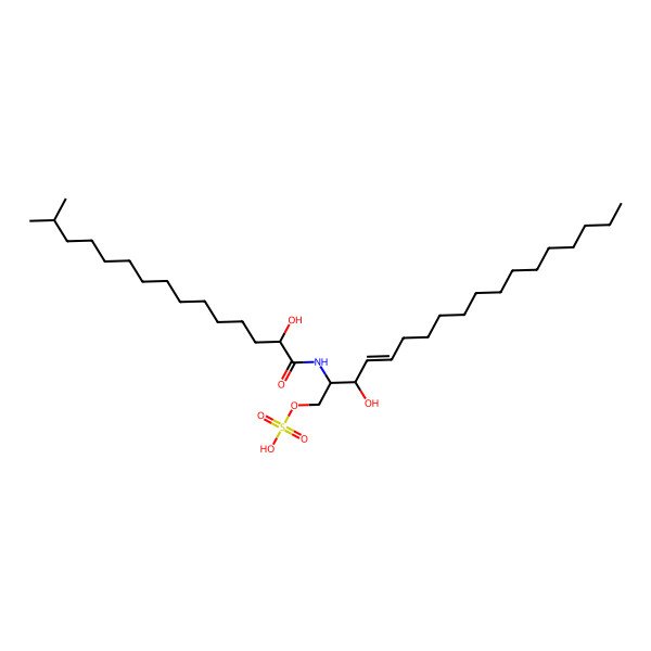 2D Structure of [(E,2S,3R)-3-hydroxy-2-[[(2R)-2-hydroxy-14-methylpentadecanoyl]amino]octadec-4-enyl] hydrogen sulfate
