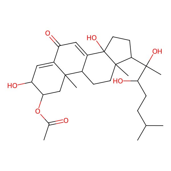 2D Structure of [17-(2,3-dihydroxy-6-methylheptan-2-yl)-3,14-dihydroxy-10,13-dimethyl-6-oxo-2,3,9,11,12,15,16,17-octahydro-1H-cyclopenta[a]phenanthren-2-yl] acetate