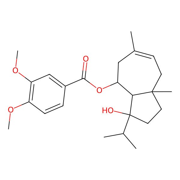 2D Structure of [(3R,3aS,4S,8aR)-3-hydroxy-6,8a-dimethyl-3-propan-2-yl-1,2,3a,4,5,8-hexahydroazulen-4-yl] 3,4-dimethoxybenzoate