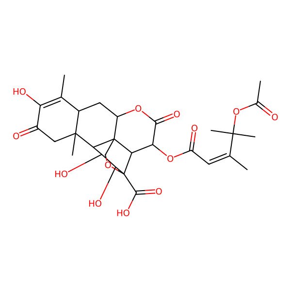 2D Structure of 3-(4-Acetyloxy-3,4-dimethylpent-2-enoyl)oxy-10,15,16-trihydroxy-9,13-dimethyl-4,11-dioxo-5,18-dioxapentacyclo[12.5.0.01,6.02,17.08,13]nonadec-9-ene-17-carboxylic acid