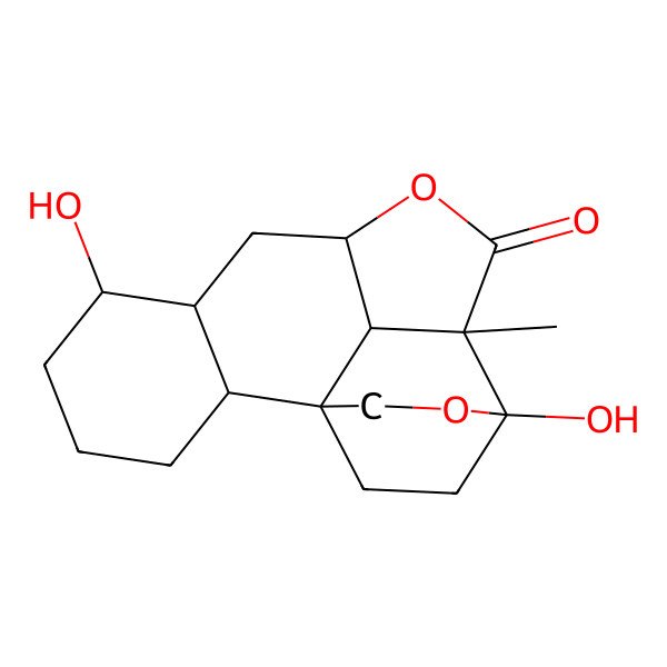 2D Structure of (1S,6R,7R,9R,12R,13R)-6,13-dihydroxy-12-methyl-10,14-dioxapentacyclo[11.2.2.11,9.02,7.012,18]octadecan-11-one
