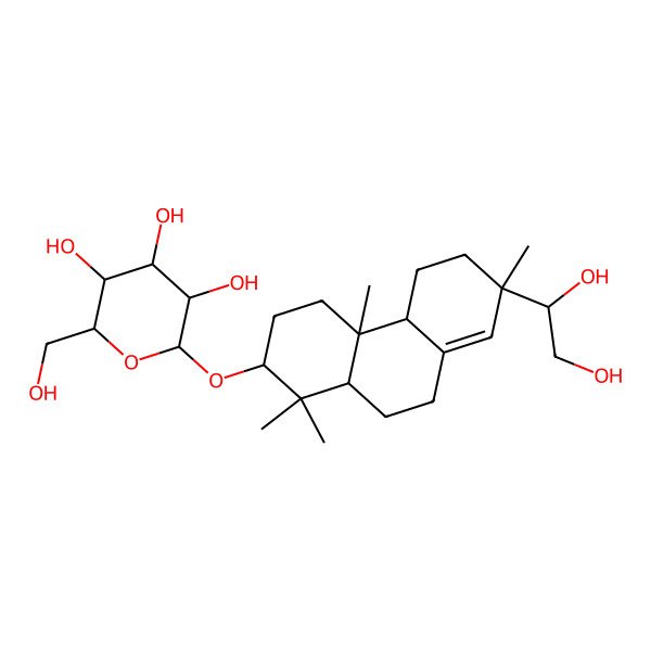 2D Structure of (2S,3S,4R,5R,6S)-2-[[(2R,4aS,4bS,7S,10aR)-7-[(1S)-1,2-dihydroxyethyl]-1,1,4a,7-tetramethyl-3,4,4b,5,6,9,10,10a-octahydro-2H-phenanthren-2-yl]oxy]-6-(hydroxymethyl)oxane-3,4,5-triol