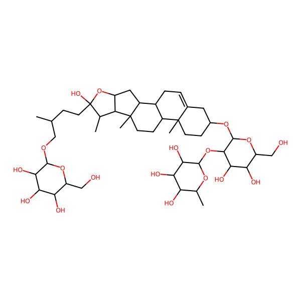 2D Structure of (2S,3R,4R,5R,6S)-2-[(2S,3S,4R,5R,6S)-4,5-dihydroxy-6-(hydroxymethyl)-2-[[(7S,9S,13R,16S)-6-hydroxy-7,9,13-trimethyl-6-[(3S)-3-methyl-4-[(2S,3S,4R,5R,6S)-3,4,5-trihydroxy-6-(hydroxymethyl)oxan-2-yl]oxybutyl]-5-oxapentacyclo[10.8.0.02,9.04,8.013,18]icos-18-en-16-yl]oxy]oxan-3-yl]oxy-6-methyloxane-3,4,5-triol