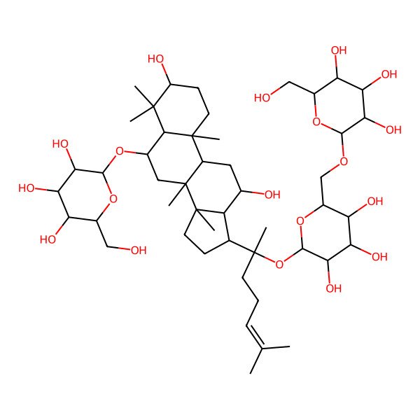 2D Structure of (2R,3R,4S,5S,6R)-2-[[(2R,3S,4S,5R,6S)-6-[2-[3,12-dihydroxy-4,4,8,10,14-pentamethyl-6-[(2R,3R,4S,5S,6R)-3,4,5-trihydroxy-6-(hydroxymethyl)oxan-2-yl]oxy-2,3,5,6,7,9,11,12,13,15,16,17-dodecahydro-1H-cyclopenta[a]phenanthren-17-yl]-6-methylhept-5-en-2-yl]oxy-3,4,5-trihydroxyoxan-2-yl]methoxy]-6-(hydroxymethyl)oxane-3,4,5-triol