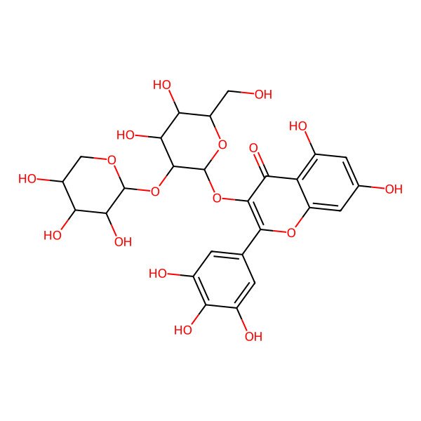 2D Structure of 3-[(2S,3R,4S,5S,6R)-4,5-dihydroxy-6-(hydroxymethyl)-3-[(2R,3R,4S,5R)-3,4,5-trihydroxyoxan-2-yl]oxyoxan-2-yl]oxy-5,7-dihydroxy-2-(3,4,5-trihydroxyphenyl)chromen-4-one
