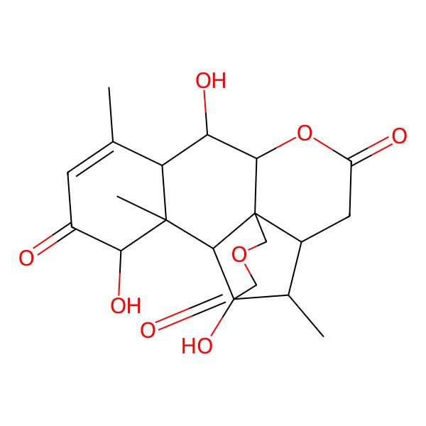 2D Structure of 5,12,17-Trihydroxy-6,14,18-trimethyl-3,10-dioxapentacyclo[9.8.0.01,7.05,19.013,18]nonadec-14-ene-4,9,16-trione