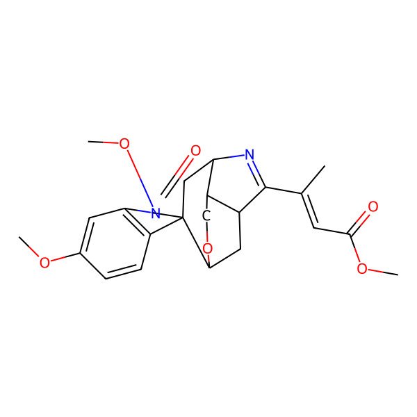 2D Structure of Methyl 3-(1',6'-dimethoxy-2'-oxospiro[10-oxa-5-azatricyclo[5.3.1.04,8]undec-5-ene-2,3'-indole]-6-yl)but-2-enoate