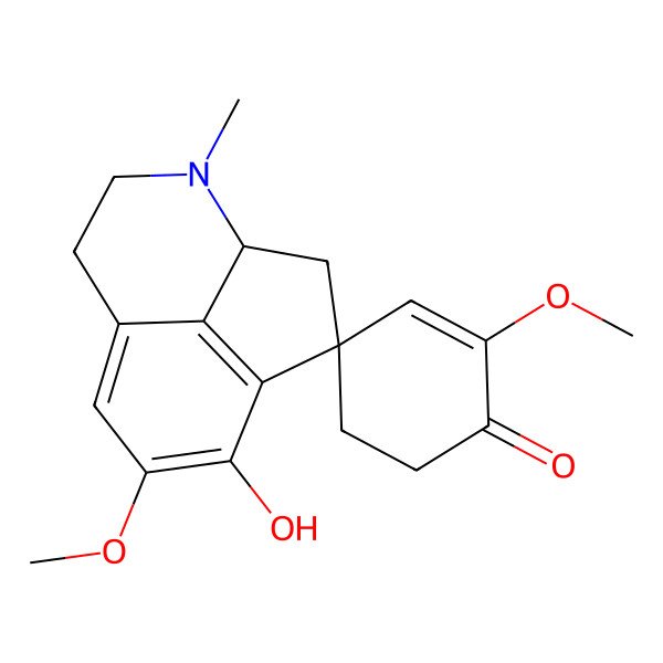 2D Structure of 11-Hydroxy-2',10-dimethoxy-5-methylspiro[5-azatricyclo[6.3.1.04,12]dodeca-1(12),8,10-triene-2,4'-cyclohex-2-ene]-1'-one