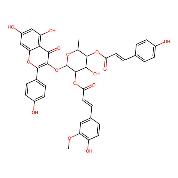 2D Structure of kaempferol-3-O-alpha-L-(2''-E-feruloyl,4''-E-p-coumaroyl)-rhamnoside