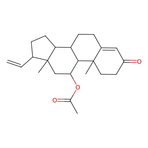 2D Structure of [(8S,9S,10R,11R,13R,14S,17R)-17-ethenyl-10,13-dimethyl-3-oxo-1,2,6,7,8,9,11,12,14,15,16,17-dodecahydrocyclopenta[a]phenanthren-11-yl] acetate