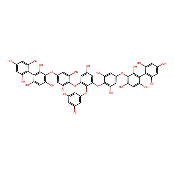 2D Structure of 2-[4-[2-(3,5-Dihydroxyphenoxy)-3-[2,6-dihydroxy-4-[2,4,6-trihydroxy-3-(2,4,6-trihydroxyphenyl)phenoxy]phenoxy]-5-hydroxyphenoxy]-3,5-dihydroxyphenoxy]-4-(2,4,6-trihydroxyphenyl)benzene-1,3,5-triol