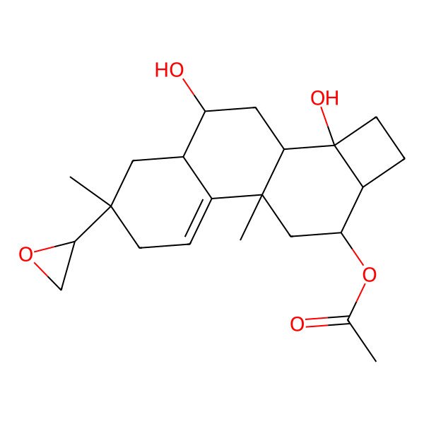 2D Structure of [(1R,5S,7R,8R,10S,11S,14S,15R)-8,11-dihydroxy-1,5-dimethyl-5-[(2S)-oxiran-2-yl]-15-tetracyclo[8.6.0.02,7.011,14]hexadec-2-enyl] acetate