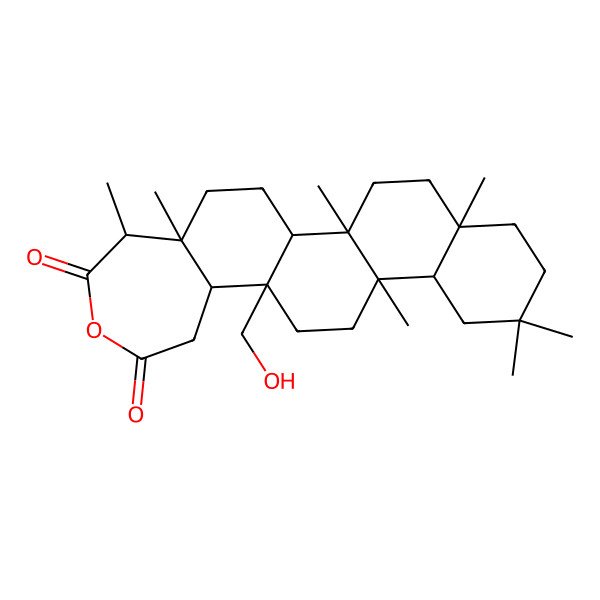 2D Structure of (1R,2R,5R,10R,11S,14R,15R,20R,21S)-14-(hydroxymethyl)-2,5,8,8,11,20,21-heptamethyl-18-oxapentacyclo[12.9.0.02,11.05,10.015,21]tricosane-17,19-dione
