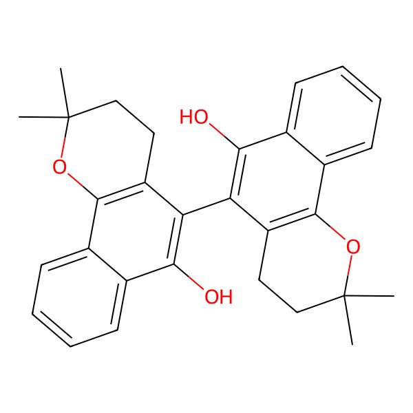 2D Structure of 5-(6-Hydroxy-2,2-dimethyl-3,4-dihydrobenzo[h]chromen-5-yl)-2,2-dimethyl-3,4-dihydrobenzo[h]chromen-6-ol