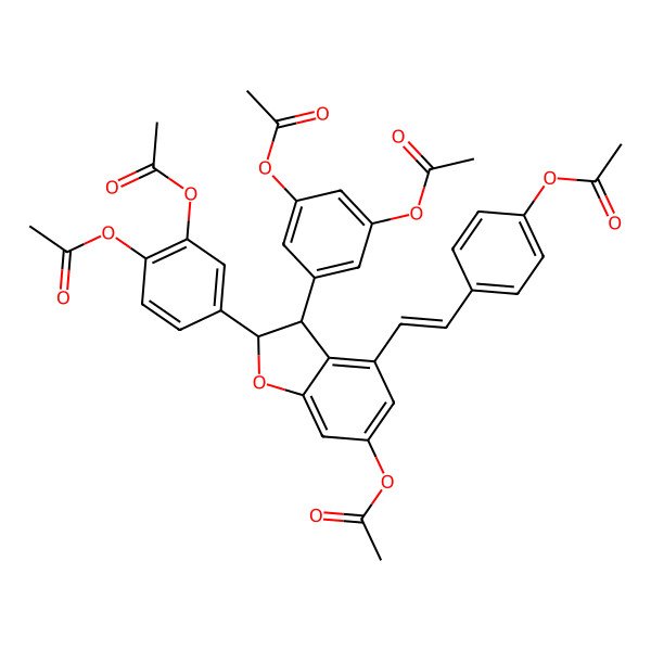 2D Structure of [4-[2-[6-Acetyloxy-2-(3,4-diacetyloxyphenyl)-3-(3,5-diacetyloxyphenyl)-2,3-dihydro-1-benzofuran-4-yl]ethenyl]phenyl] acetate