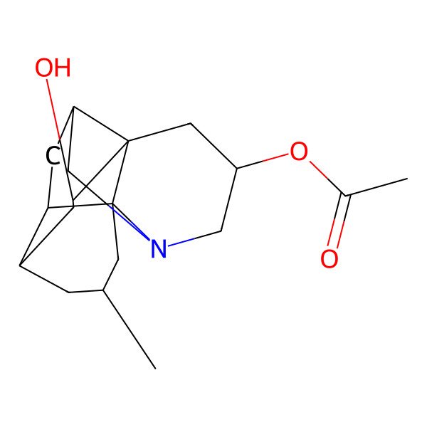 2D Structure of [(1S,2S,4R,8S,10S,11R,13R,15S)-11-hydroxy-15-methyl-6-azapentacyclo[8.6.0.01,6.02,13.04,10]hexadecan-8-yl] acetate