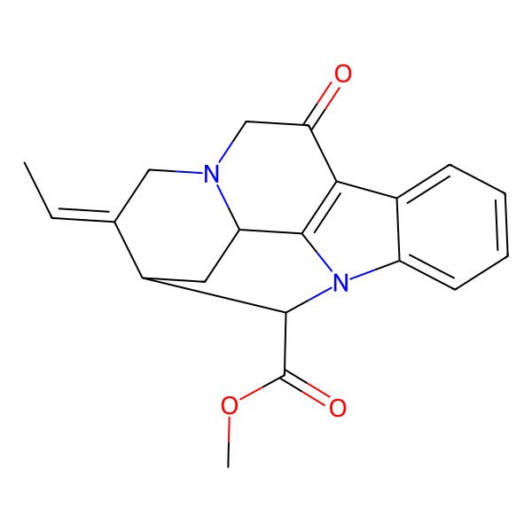 2D Structure of methyl (13E,14S,16S,18S)-13-ethylidene-9-oxo-1,11-diazapentacyclo[12.3.1.02,7.08,17.011,16]octadeca-2,4,6,8(17)-tetraene-18-carboxylate