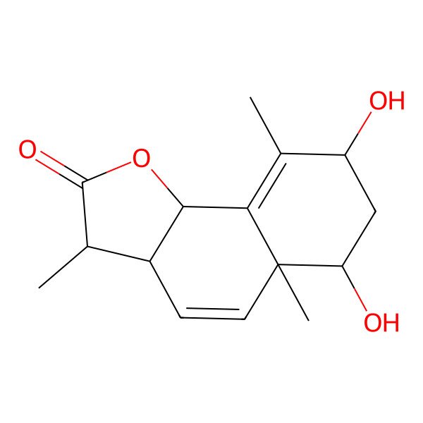 2D Structure of (3S,3aS,5aR,6S,8R,9bS)-6,8-dihydroxy-3,5a,9-trimethyl-3,3a,6,7,8,9b-hexahydrobenzo[g][1]benzofuran-2-one