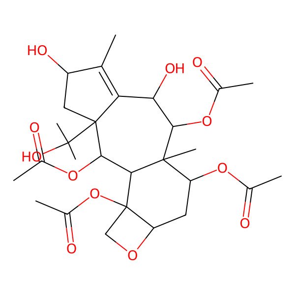 2D Structure of [(1R,2S,3R,5S,8R,9R,10S,11S,13R,16S)-2,9,16-triacetyloxy-5,8-dihydroxy-3-(2-hydroxypropan-2-yl)-6,10-dimethyl-14-oxatetracyclo[8.6.0.03,7.013,16]hexadec-6-en-11-yl] acetate