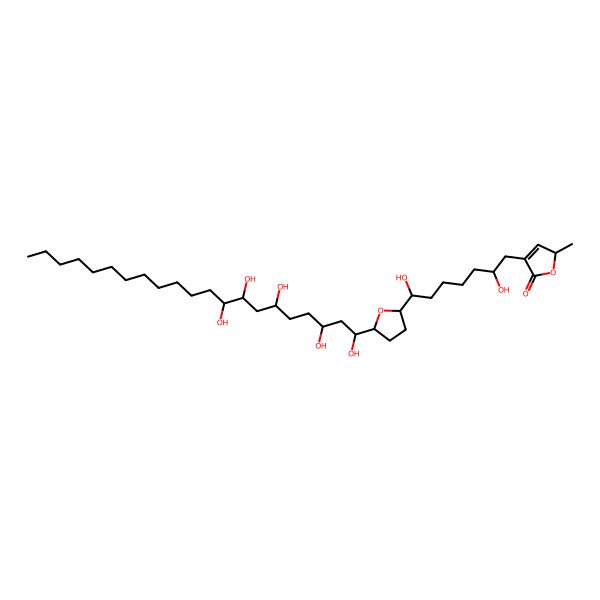 2D Structure of 4-[(7S)-2,7-dihydroxy-7-[(2R,5R)-5-[(1R)-1,3,6,8,9-pentahydroxyhenicosyl]oxolan-2-yl]heptyl]-2-methyl-2H-furan-5-one