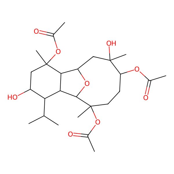 2D Structure of [(1R,2R,3R,4R,6R,7S,8R,10S,11S,14S)-6,14-diacetyloxy-4,10-dihydroxy-6,10,14-trimethyl-3-propan-2-yl-15-oxatricyclo[6.6.1.02,7]pentadecan-11-yl] acetate