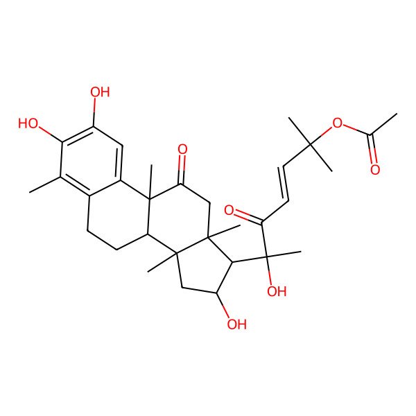 2D Structure of [6-hydroxy-2-methyl-5-oxo-6-(2,3,16-trihydroxy-4,9,13,14-tetramethyl-11-oxo-7,8,12,15,16,17-hexahydro-6H-cyclopenta[a]phenanthren-17-yl)hept-3-en-2-yl] acetate