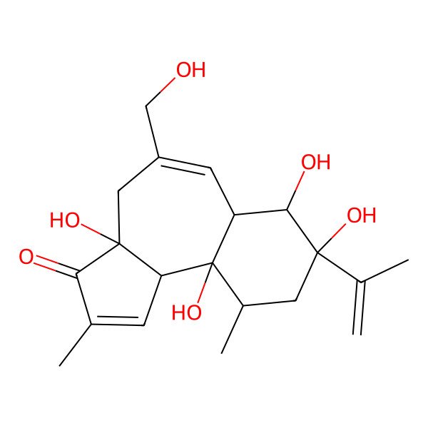 2D Structure of (3aR,6aS,7S,8R,10S,10aR,10bS)-3a,7,8,10a-tetrahydroxy-5-(hydroxymethyl)-2,10-dimethyl-8-prop-1-en-2-yl-4,6a,7,9,10,10b-hexahydrobenzo[e]azulen-3-one