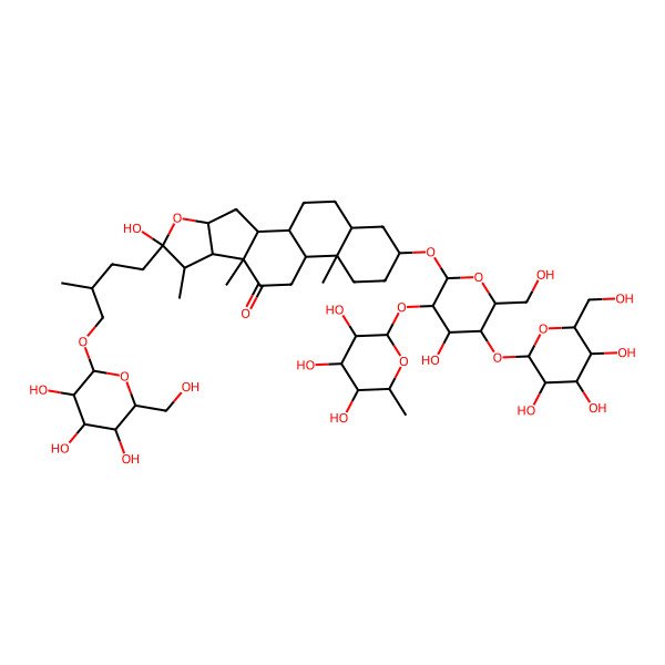 2D Structure of 6-Hydroxy-16-[4-hydroxy-6-(hydroxymethyl)-5-[3,4,5-trihydroxy-6-(hydroxymethyl)oxan-2-yl]oxy-3-(3,4,5-trihydroxy-6-methyloxan-2-yl)oxyoxan-2-yl]oxy-7,9,13-trimethyl-6-[3-methyl-4-[3,4,5-trihydroxy-6-(hydroxymethyl)oxan-2-yl]oxybutyl]-5-oxapentacyclo[10.8.0.02,9.04,8.013,18]icosan-10-one