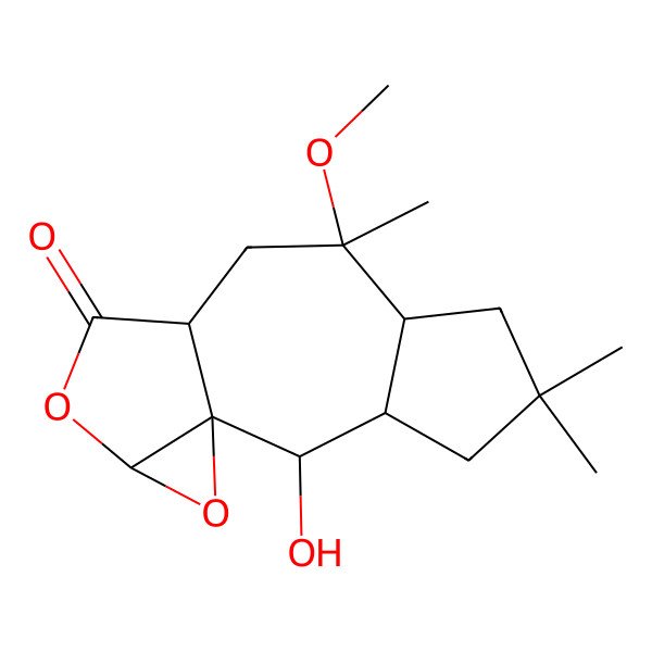 2D Structure of (1S,2S,3R,7S,8S,10S,13S)-2-hydroxy-8-methoxy-5,5,8-trimethyl-12,14-dioxatetracyclo[8.4.0.01,13.03,7]tetradecan-11-one