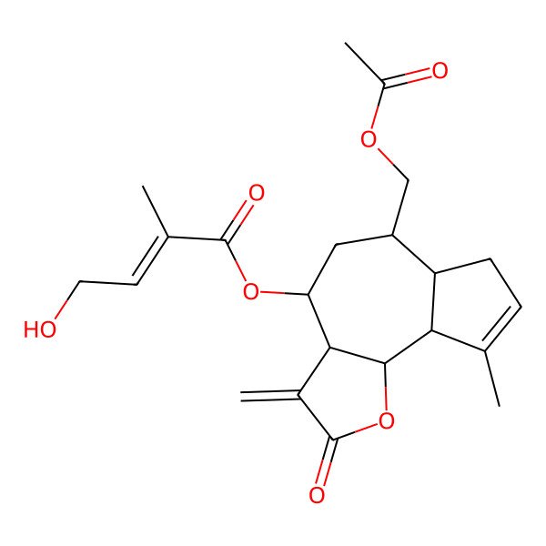 2D Structure of [(3aR,4R,6S,6aS,9aR,9bR)-6-(acetyloxymethyl)-9-methyl-3-methylidene-2-oxo-3a,4,5,6,6a,7,9a,9b-octahydroazuleno[4,5-b]furan-4-yl] (E)-4-hydroxy-2-methylbut-2-enoate