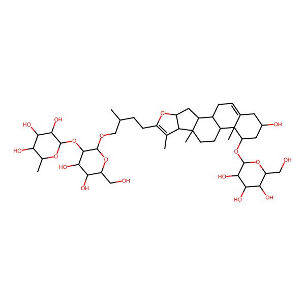 2D Structure of (2S,3R,4R,5R,6S)-2-[(2R,3R,4S,5S,6R)-4,5-dihydroxy-6-(hydroxymethyl)-2-[(2R)-4-[(1S,2S,4S,8S,9S,12S,13R,14R,16R)-16-hydroxy-7,9,13-trimethyl-14-[(2R,3R,4S,5R,6R)-3,4,5-trihydroxy-6-(hydroxymethyl)oxan-2-yl]oxy-5-oxapentacyclo[10.8.0.02,9.04,8.013,18]icosa-6,18-dien-6-yl]-2-methylbutoxy]oxan-3-yl]oxy-6-methyloxane-3,4,5-triol