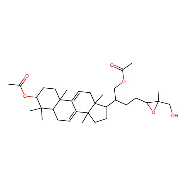 2D Structure of [2-(3-acetyloxy-4,4,10,13,14-pentamethyl-2,3,5,6,12,15,16,17-octahydro-1H-cyclopenta[a]phenanthren-17-yl)-4-[3-(hydroxymethyl)-3-methyloxiran-2-yl]butyl] acetate